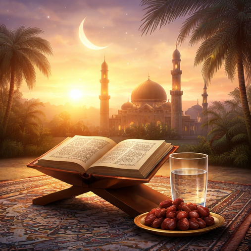 A peaceful home setting where families share the blessings of Shawwal worship